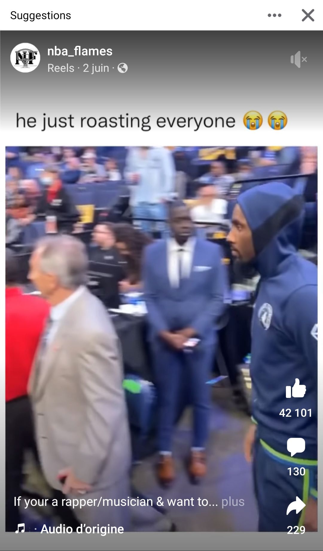 A NBA player roasting everyone according to the clickbait title