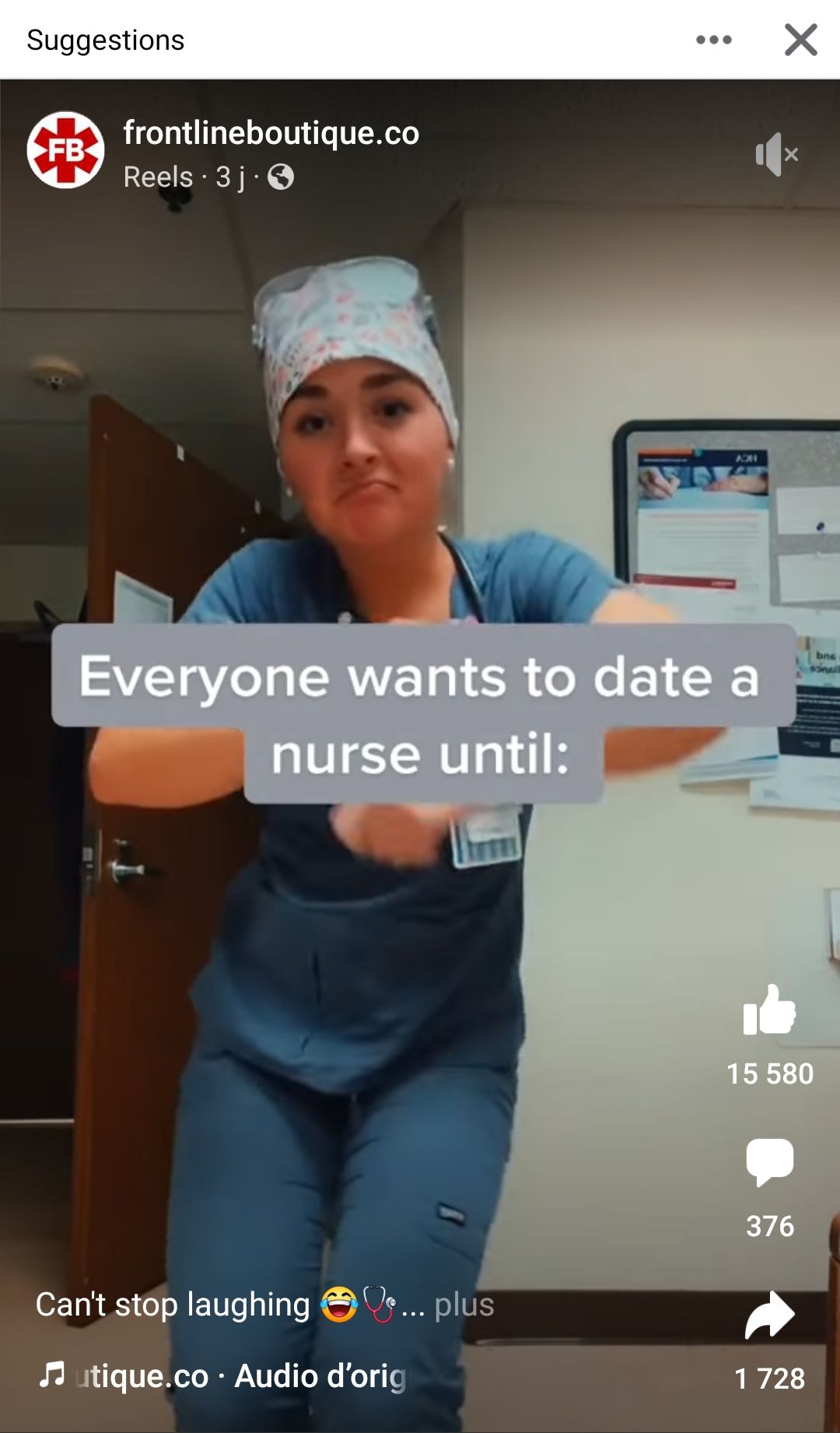 A nurse dancing in front of her camera